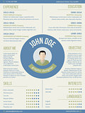 Modern resume curriculum vitae with photo and name in center