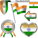 Glossy icons with flag of India