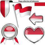 Glossy icons with flag of Indonesia