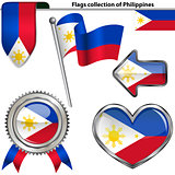 Glossy icons with flag of Philippines