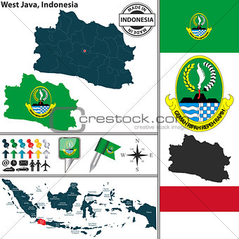 Map of West Java, Indonesia