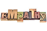 empathy word abstract in wood type