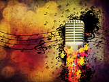 Abstract music background with microphone