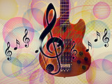 Funky music background with guitar
