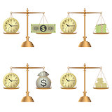 Scales with clock and money