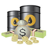 Oil barrels and money