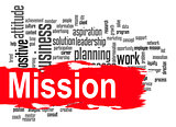 Mission word cloud with red banner