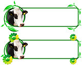Banners with Head of Cow Leafs and Flowers
