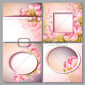 Spring flowers invitation template card.
