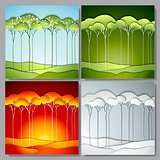 Set Abstract vector paper trees.