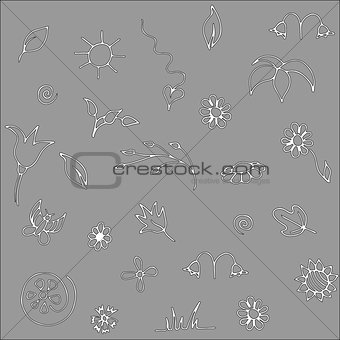 Seamless floral gray doodle pattern