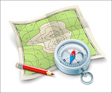 Compass map and pencil for tourism travel
