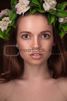 studio portrait of beauty woman with circlet