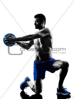 man exercising fitness weights exercises silhouette