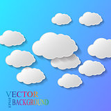 Vector abstract background composed of white paper clouds over blue. Eps10.