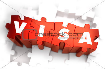 Visa - White Word on Red Puzzles.