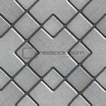Gray Paving  Slabs as Large Rhombuses with a Cross in the Center.