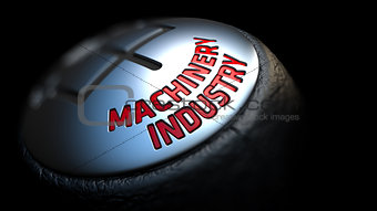 Gear Stick with Red Text Machinery Industry. 