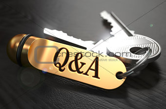 Questions and Answers Concept. Keys with Golden Keyring.