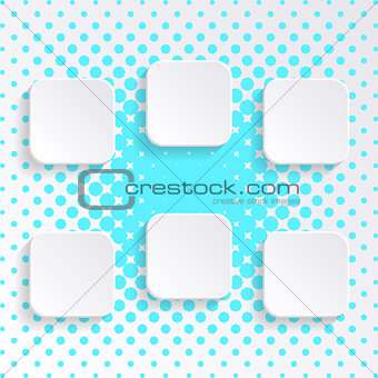 Blank white square buttons