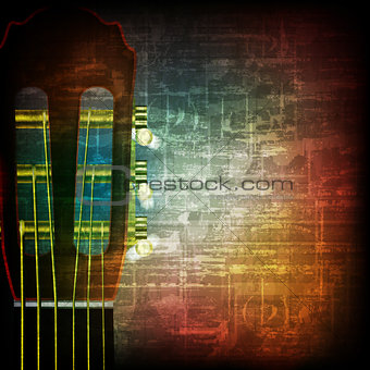 abstract grunge background with acoustic guitar
