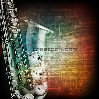 abstract grunge piano background with saxophone