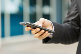 Business Man Reading E-mail On Phablet Smartphone