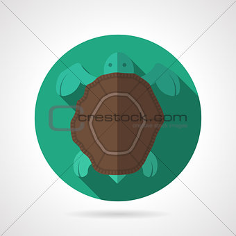 Sea turtle green round vector icon