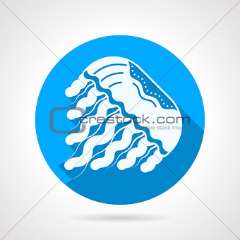 Jellyfish flat blue round vector icon