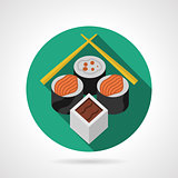 Sushi set green round vector icon