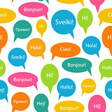 Seamless Pattern Background of Speech Bubble with Hello Word on 