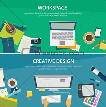 workspace and creative design banner template