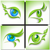 Set of eco icons. Look green.