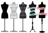 Fashion mannequins, vector set
