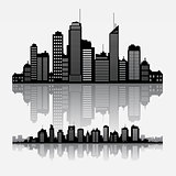 Vector cityscape skyline buidlings with reflection