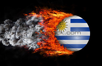 Flag with a trail of fire and smoke - Uruguay