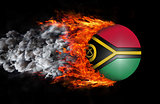 Flag with a trail of fire and smoke - Vanuatu