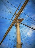 A mast on a sailing boat