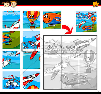 cartoon aircraft jigsaw puzzle game