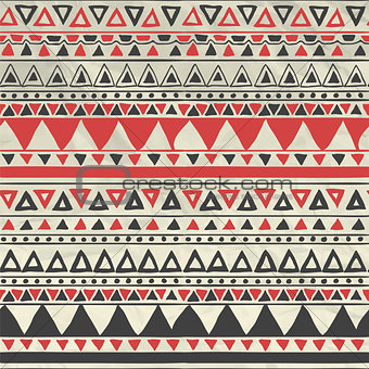 Vector Aztec Tribal Seamless Pattern on Crumpled Paper