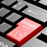 Growth word on red keyboard