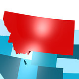 Montana map on blue USA map