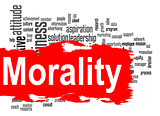 Morality word cloud with red banner
