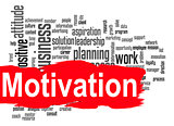 Motivation word cloud with red banner