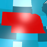 Nebraska map on blue USA map