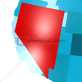 Nevada map on blue USA map