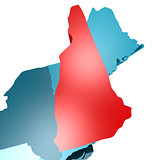 New Hampshire map on blue USA map