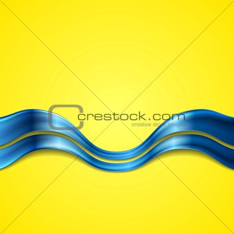 Abstract contrast yellow blue wavy background