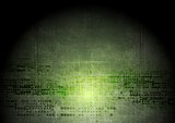 Dark green grunge tech background with geometric elements