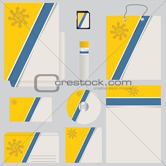 Blue yellow business set with striped design